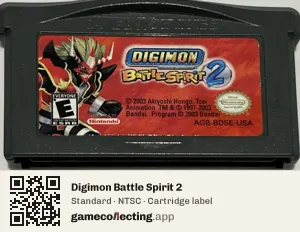 Digimon Battle Spirit 2 Game Boy Advance, NTSC cartridge label