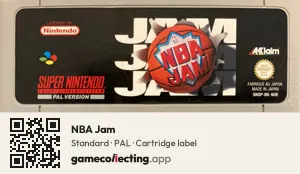 NBA Jam Super Nintendo Entertainment System, PAL cartridge label
