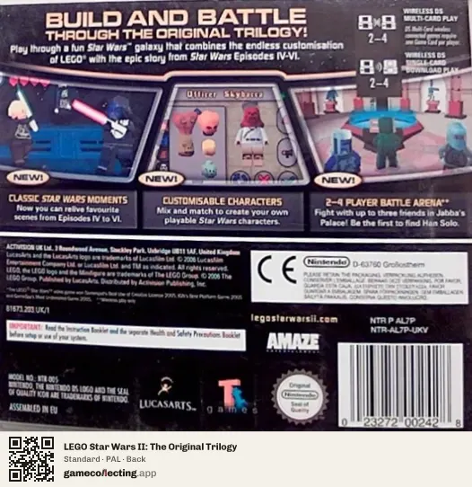 LEGO Star Wars II: The Original Trilogy Nintendo DS, PAL box back