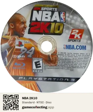 NBA 2K10 PlayStation 3, NTSC disc