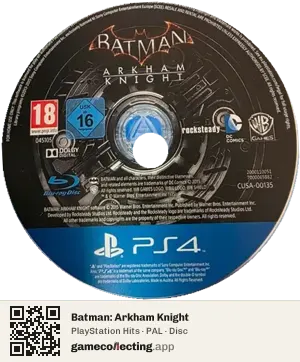 Batman: Arkham Knight PlayStation 4, PAL disc