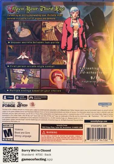 Sorry We're Closed PlayStation 5, NTSC box back