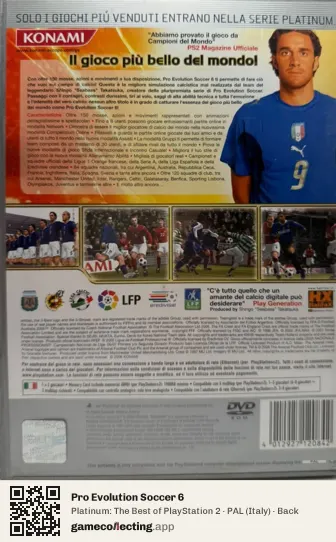 Pro Evolution Soccer 6 PlayStation 2, Italy box back