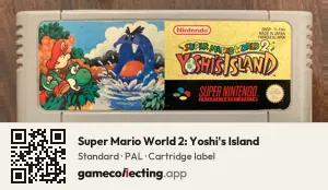 Super Mario World 2: Yoshi's Island Super Nintendo Entertainment System, PAL cartridge label