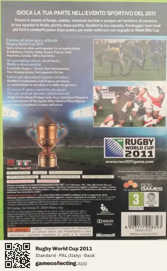 Rugby World Cup 2011 Xbox 360, Italy box back