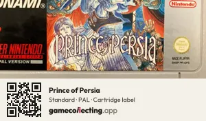 Prince of Persia Super Nintendo Entertainment System, PAL cartridge label