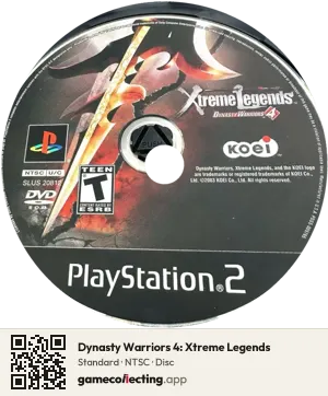 Dynasty Warriors 4: Xtreme Legends PlayStation 2, NTSC disc
