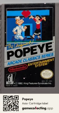 Popeye Nintendo Entertainment System, Asia cartridge label