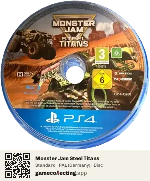 Monster Jam Steel Titans PlayStation 4, PAL disc