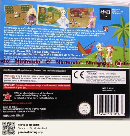 Harvest Moon DS Nintendo DS, Italy box back