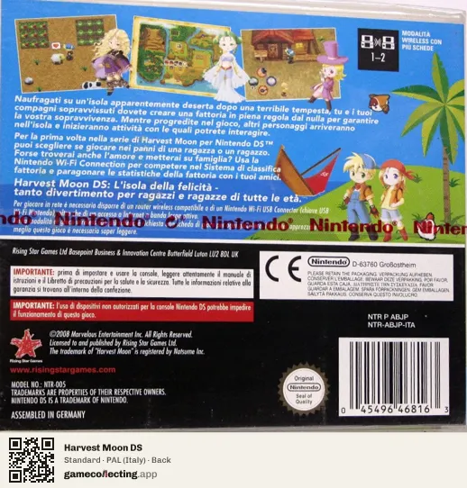 Harvest Moon DS Nintendo DS, Italy box back