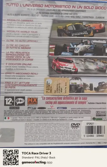 TOCA Race Driver 3 PlayStation 2, Italy box back