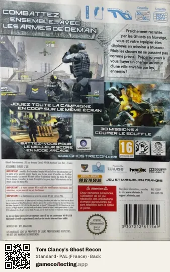 Tom Clancy's Ghost Recon Nintendo Wii, France box back