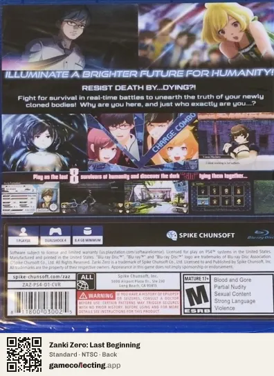 Zanki Zero: Last Beginning PlayStation 4, NTSC box back