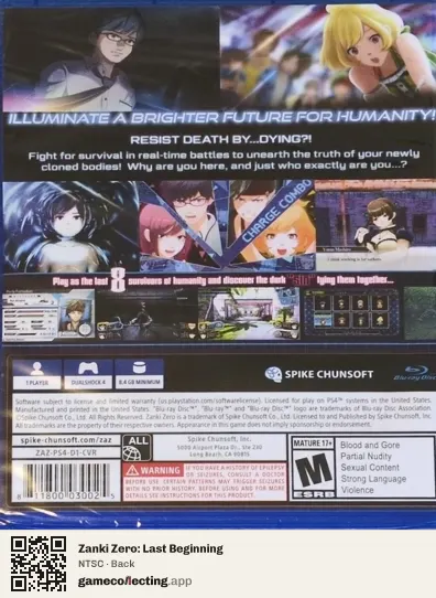 Zanki Zero: Last Beginning PlayStation 4, NTSC box back
