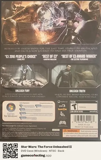 Star Wars: The Force Unleashed II Computer, NTSC box back