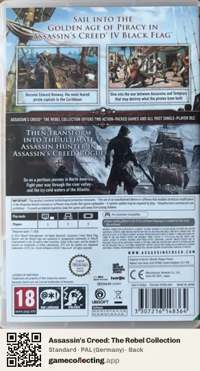 Assassin's Creed: The Rebel Collection Nintendo Switch, Germany box back