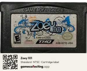 Zoey 101 Game Boy Advance, NTSC cartridge label