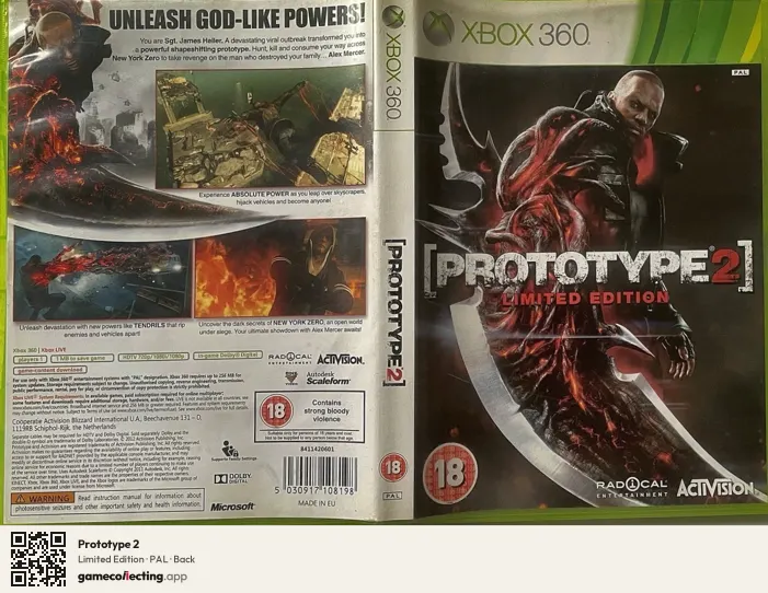 Prototype 2 Xbox 360, PAL box back