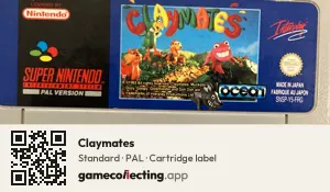 Claymates Super Nintendo Entertainment System, PAL cartridge label