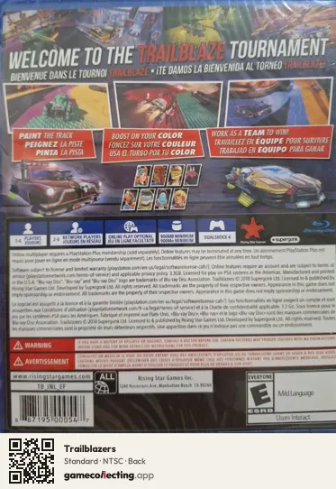 Trailblazers PlayStation 4, NTSC box back