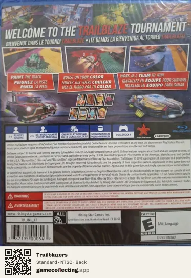 Trailblazers PlayStation 4, NTSC box back