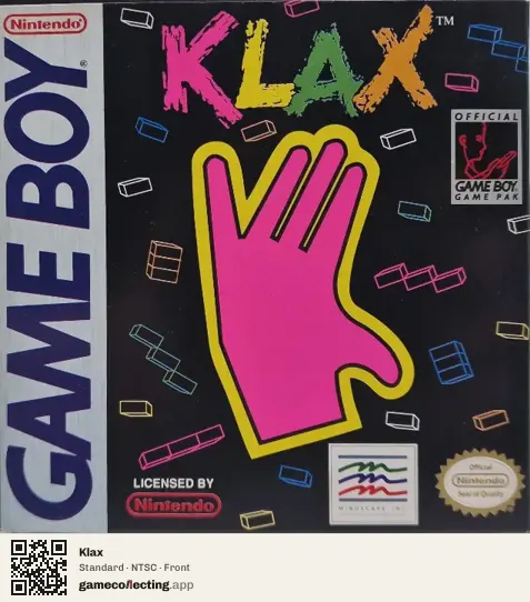 Klax Game Boy, NTSC box front
