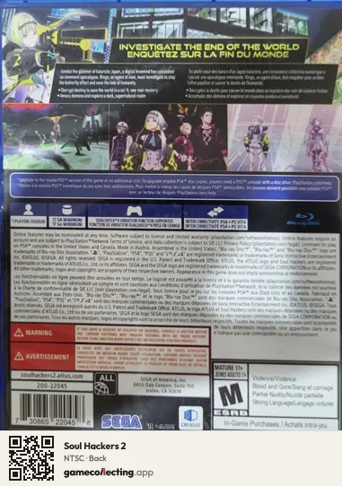 Soul Hackers 2 PlayStation 4, NTSC box back