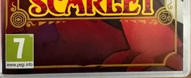 Pokémon Scarlet, the PEGI square on its front