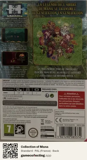 Collection of Mana Nintendo Switch, France box back