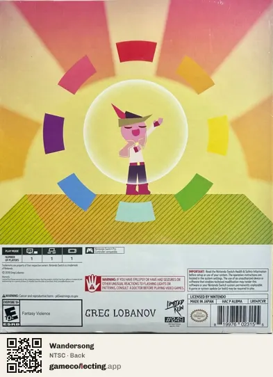 Wandersong Nintendo Switch, NTSC box back