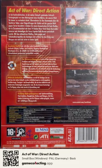 Act of War: Direct Action Computer, Germany box back