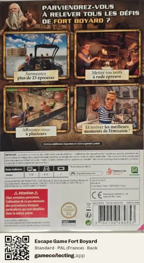 Escape Game Fort Boyard Nintendo Switch, France box back