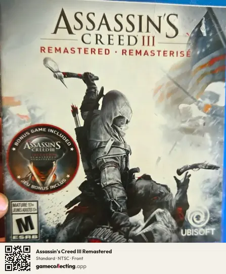 Assassin's Creed III Remastered PlayStation 4, NTSC box front