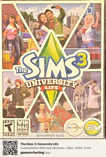 The Sims 3: University Life Computer, NTSC box front