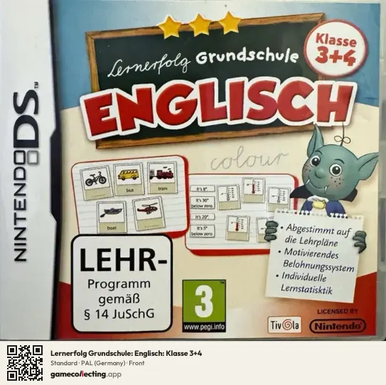 Lernerfolg Grundschule: Englisch: Klasse 3+4 Nintendo DS, Germany box front