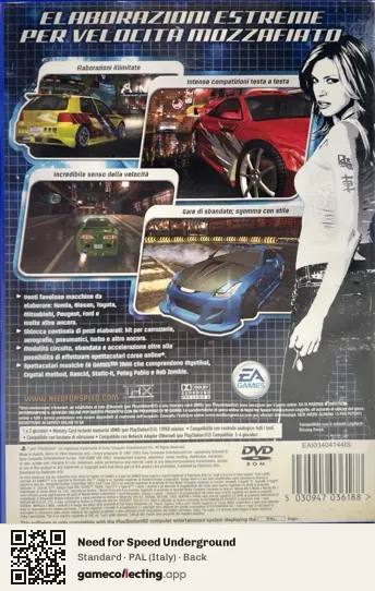 Need for Speed Underground PlayStation 2, Italy box back