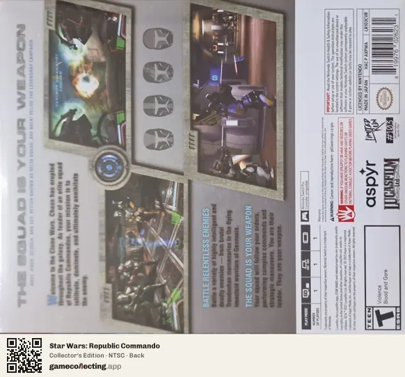 Star Wars: Republic Commando Nintendo Switch, NTSC box back
