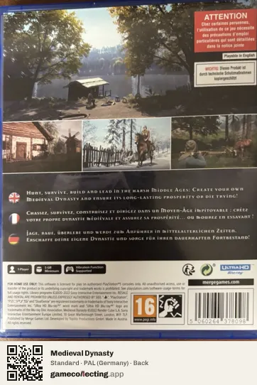 Medieval Dynasty PlayStation 5, Germany box back