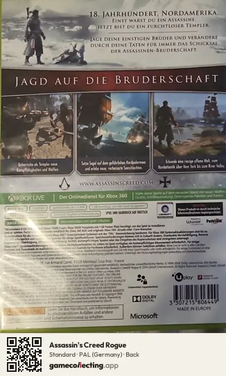 Assassin's Creed Rogue Xbox 360, Germany box back