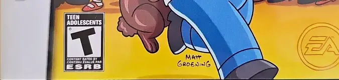 The Simpsons Game, the ESRB box on its front