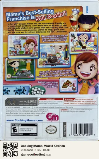 Cooking Mama: World Kitchen Nintendo Wii, NTSC box back