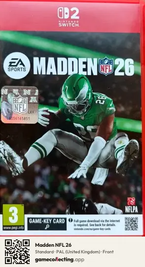 Madden NFL 26 Nintendo Switch 2, United Kingdom box front