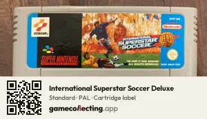 International Superstar Soccer Deluxe Super Nintendo Entertainment System, PAL cartridge label