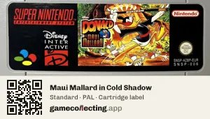 Maui Mallard in Cold Shadow Super Nintendo Entertainment System, PAL cartridge label