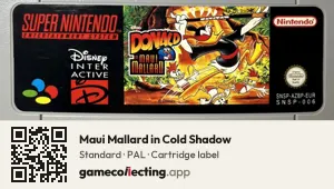 Maui Mallard in Cold Shadow Super Nintendo Entertainment System, PAL cartridge label