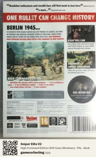 Sniper Elite V2 Computer, PAL box back