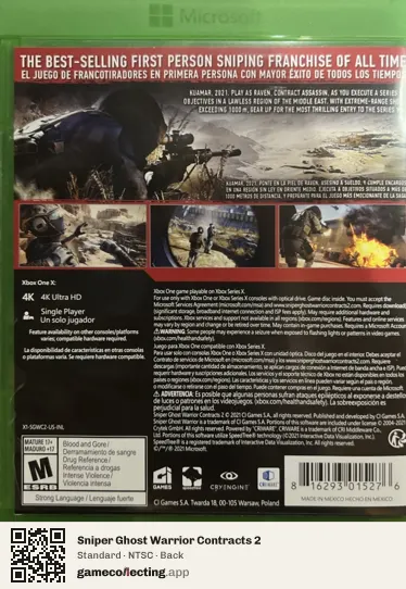 Sniper Ghost Warrior Contracts 2 Xbox One, NTSC box back