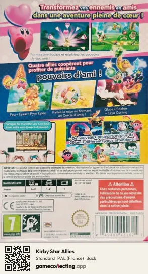 Kirby Star Allies Nintendo Switch, France box back