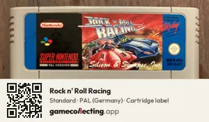 Rock n' Roll Racing Super Nintendo Entertainment System, PAL cartridge label